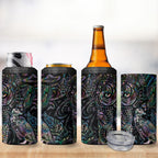 Aotearoa Moko Tribal Tattoo 4 in 1 Can Cooler Tumbler New Zealand Maori Penguin and Fantail Paua Shell Style