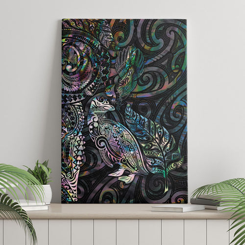 Aotearoa Moko Tribal Tattoo Canvas Wall Art New Zealand Maori Penguin and Fantail Paua Shell Style