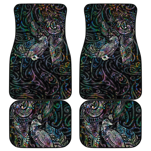 Aotearoa Moko Tribal Tattoo Car Mats New Zealand Maori Penguin and Fantail Paua Shell Style
