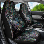 Aotearoa Moko Tribal Tattoo Car Seat Cover New Zealand Maori Penguin and Fantail Paua Shell Style