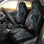Aotearoa Moko Tribal Tattoo Car Seat Cover New Zealand Maori Penguin and Fantail Paua Shell Style