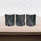 Aotearoa Moko Tribal Tattoo Ceramic Mug New Zealand Maori Penguin and Fantail Paua Shell Style