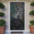 Aotearoa Moko Tribal Tattoo Door Cover New Zealand Maori Penguin and Fantail Paua Shell Style