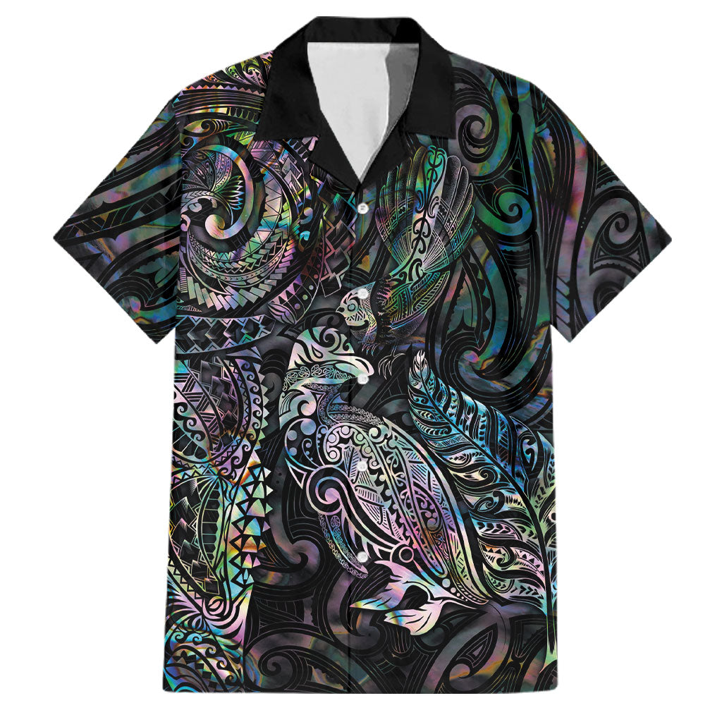 Aotearoa Moko Tribal Tattoo Family Matching Long Sleeve Bodycon Dress and Hawaiian Shirt New Zealand Maori Penguin and Fantail Paua Shell Style