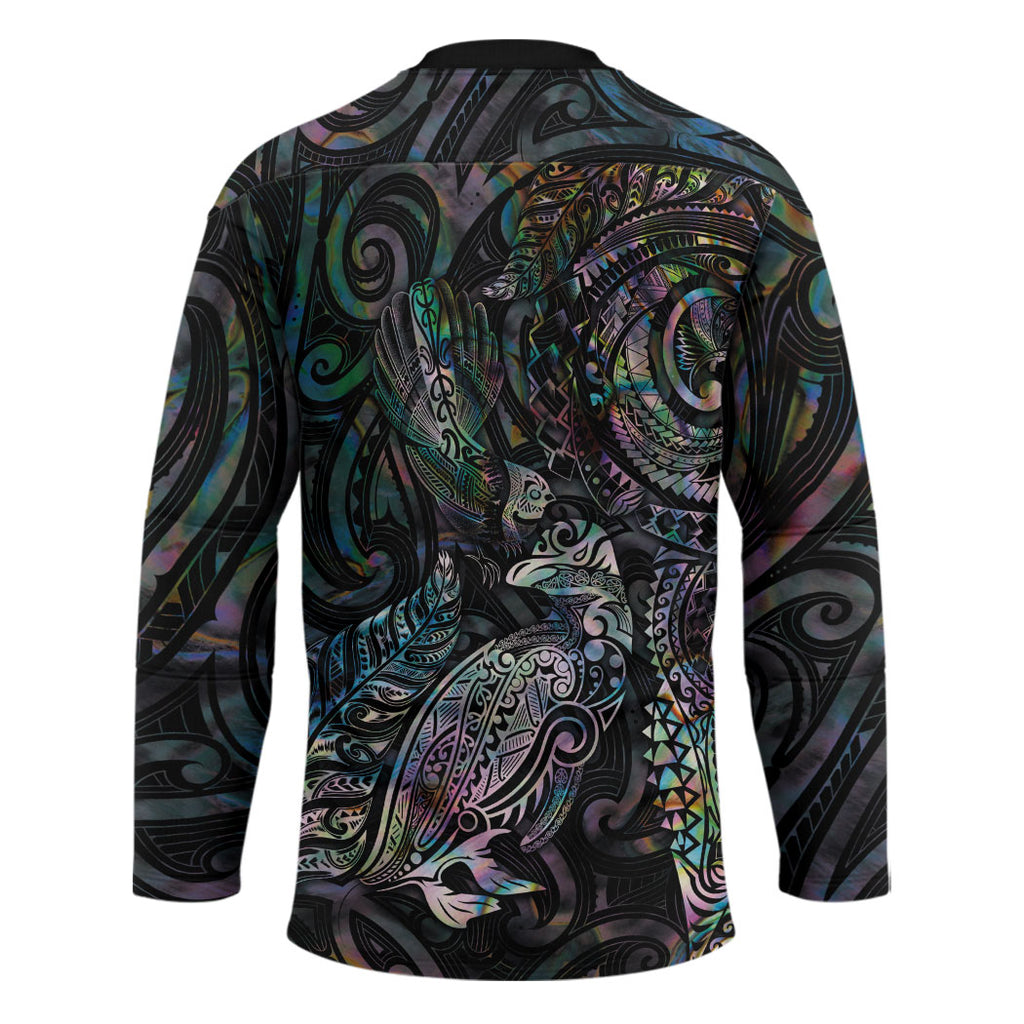 Aotearoa Moko Tribal Tattoo Hockey Jersey New Zealand Maori Penguin and Fantail Paua Shell Style