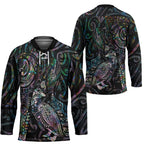Aotearoa Moko Tribal Tattoo Hockey Jersey New Zealand Maori Penguin and Fantail Paua Shell Style