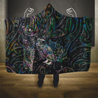 Aotearoa Moko Tribal Tattoo Hooded Blanket New Zealand Maori Penguin and Fantail Paua Shell Style