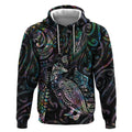 Aotearoa Moko Tribal Tattoo Hoodie New Zealand Maori Penguin and Fantail Paua Shell Style