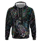 Aotearoa Moko Tribal Tattoo Hoodie New Zealand Maori Penguin and Fantail Paua Shell Style