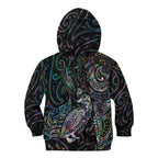 Aotearoa Moko Tribal Tattoo Kid Hoodie New Zealand Maori Penguin and Fantail Paua Shell Style