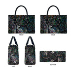Aotearoa Moko Tribal Tattoo Leather Bag New Zealand Maori Penguin and Fantail Paua Shell Style