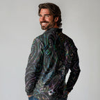 Aotearoa Moko Tribal Tattoo Long Sleeve Polo Shirt New Zealand Maori Penguin and Fantail Paua Shell Style