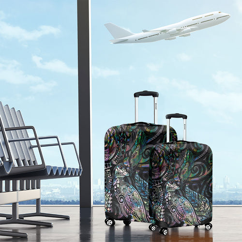 Aotearoa Moko Tribal Tattoo Luggage Cover New Zealand Maori Penguin and Fantail Paua Shell Style