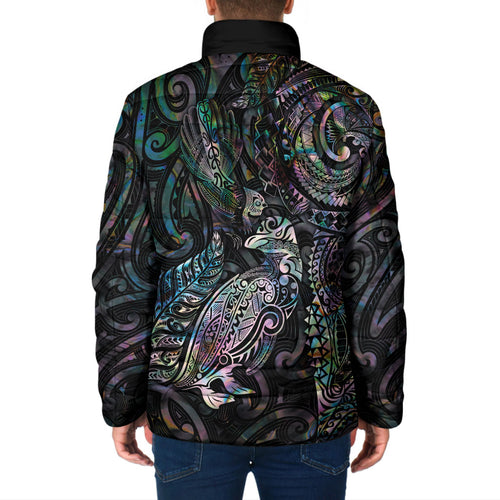 Aotearoa Moko Tribal Tattoo Padded Jacket New Zealand Maori Penguin and Fantail Paua Shell Style