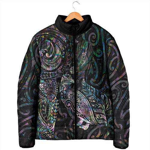 Aotearoa Moko Tribal Tattoo Padded Jacket New Zealand Maori Penguin and Fantail Paua Shell Style