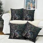 Aotearoa Moko Tribal Tattoo Pillow Cover New Zealand Maori Penguin and Fantail Paua Shell Style