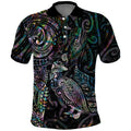 Aotearoa Moko Tribal Tattoo Polo Shirt New Zealand Maori Penguin and Fantail Paua Shell Style