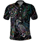 Aotearoa Moko Tribal Tattoo Polo Shirt New Zealand Maori Penguin and Fantail Paua Shell Style