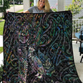 Aotearoa Moko Tribal Tattoo Quilt New Zealand Maori Penguin and Fantail Paua Shell Style