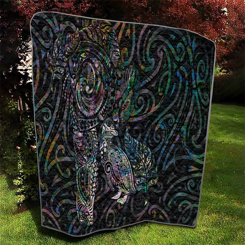 Aotearoa Moko Tribal Tattoo Quilt New Zealand Maori Penguin and Fantail Paua Shell Style
