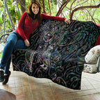 Aotearoa Moko Tribal Tattoo Quilt New Zealand Maori Penguin and Fantail Paua Shell Style