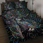 Aotearoa Moko Tribal Tattoo Quilt Bed Set New Zealand Maori Penguin and Fantail Paua Shell Style