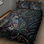 Aotearoa Moko Tribal Tattoo Quilt Bed Set New Zealand Maori Penguin and Fantail Paua Shell Style