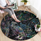 Aotearoa Moko Tribal Tattoo Round Carpet New Zealand Maori Penguin and Fantail Paua Shell Style