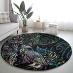 Aotearoa Moko Tribal Tattoo Round Carpet New Zealand Maori Penguin and Fantail Paua Shell Style