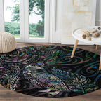 Aotearoa Moko Tribal Tattoo Round Carpet New Zealand Maori Penguin and Fantail Paua Shell Style