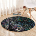 Aotearoa Moko Tribal Tattoo Round Carpet New Zealand Maori Penguin and Fantail Paua Shell Style