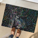 Aotearoa Moko Tribal Tattoo Rubber Doormat New Zealand Maori Penguin and Fantail Paua Shell Style