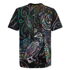 Aotearoa Moko Tribal Tattoo Rugby Jersey New Zealand Maori Penguin and Fantail Paua Shell Style