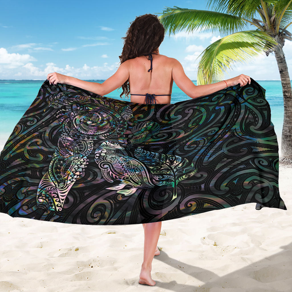 Aotearoa Moko Tribal Tattoo Sarong New Zealand Maori Penguin and Fantail Paua Shell Style