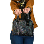 Aotearoa Moko Tribal Tattoo Shoulder Handbag New Zealand Maori Penguin and Fantail Paua Shell Style
