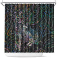 Aotearoa Moko Tribal Tattoo Shower Curtain New Zealand Maori Penguin and Fantail Paua Shell Style