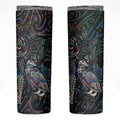 Aotearoa Moko Tribal Tattoo Skinny Tumbler New Zealand Maori Penguin and Fantail Paua Shell Style