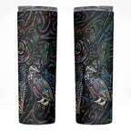 Aotearoa Moko Tribal Tattoo Skinny Tumbler New Zealand Maori Penguin and Fantail Paua Shell Style