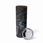 Aotearoa Moko Tribal Tattoo Skinny Tumbler New Zealand Maori Penguin and Fantail Paua Shell Style