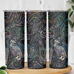 Aotearoa Moko Tribal Tattoo Skinny Tumbler New Zealand Maori Penguin and Fantail Paua Shell Style