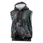 Aotearoa Moko Tribal Tattoo Sleeveless Zip Hoodie New Zealand Maori Penguin and Fantail Paua Shell Style
