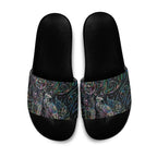 Aotearoa Moko Tribal Tattoo Slide Sandals New Zealand Maori Penguin and Fantail Paua Shell Style