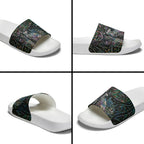 Aotearoa Moko Tribal Tattoo Slide Sandals New Zealand Maori Penguin and Fantail Paua Shell Style