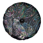 Aotearoa Moko Tribal Tattoo Spare Tire Cover New Zealand Maori Penguin and Fantail Paua Shell Style