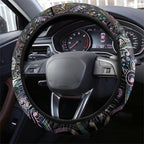 Aotearoa Moko Tribal Tattoo Steering Wheel Cover New Zealand Maori Penguin and Fantail Paua Shell Style