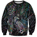 Aotearoa Moko Tribal Tattoo Sweatshirt New Zealand Maori Penguin and Fantail Paua Shell Style