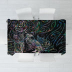 Aotearoa Moko Tribal Tattoo Tablecloth New Zealand Maori Penguin and Fantail Paua Shell Style