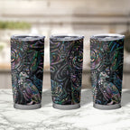Aotearoa Moko Tribal Tattoo Tumbler Cup New Zealand Maori Penguin and Fantail Paua Shell Style
