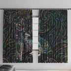 Aotearoa Moko Tribal Tattoo Window Curtain New Zealand Maori Penguin and Fantail Paua Shell Style