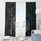 Aotearoa Moko Tribal Tattoo Window Curtain New Zealand Maori Penguin and Fantail Paua Shell Style
